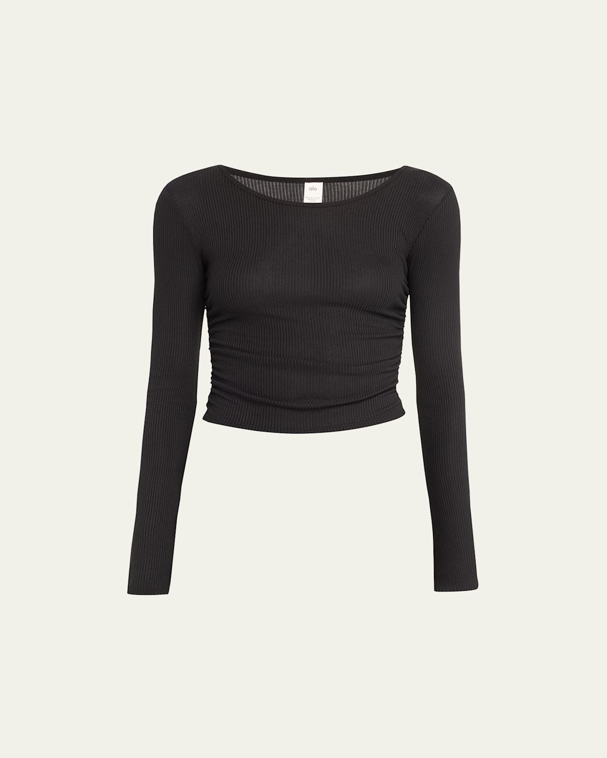 Alo Gather Long Sleeve Rib Crop Top Product Image