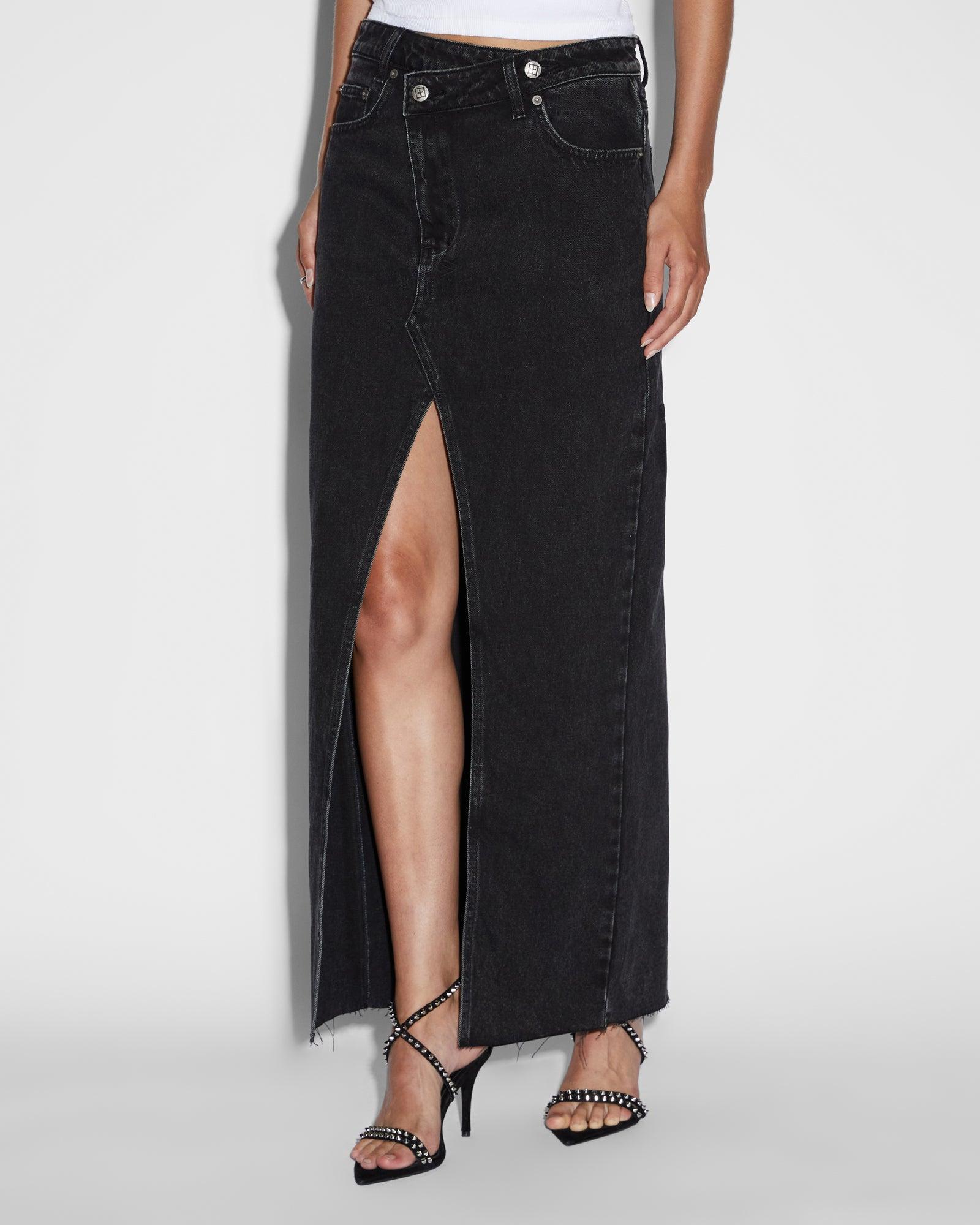 RELAX MAXI SKIRT WASHED BLACK Female product image