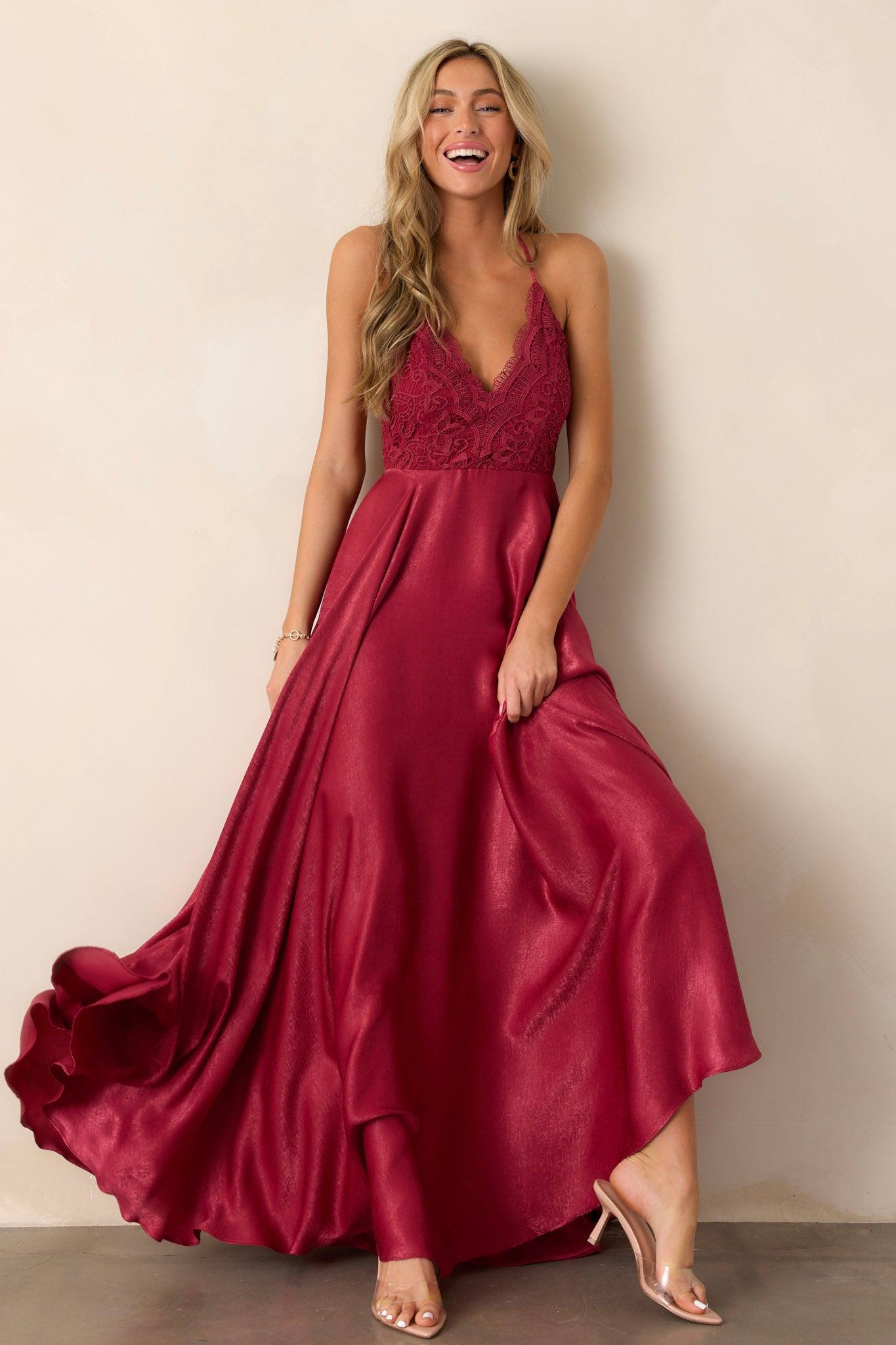 Presence Of Love Cranberry Maxi Dress Product Image