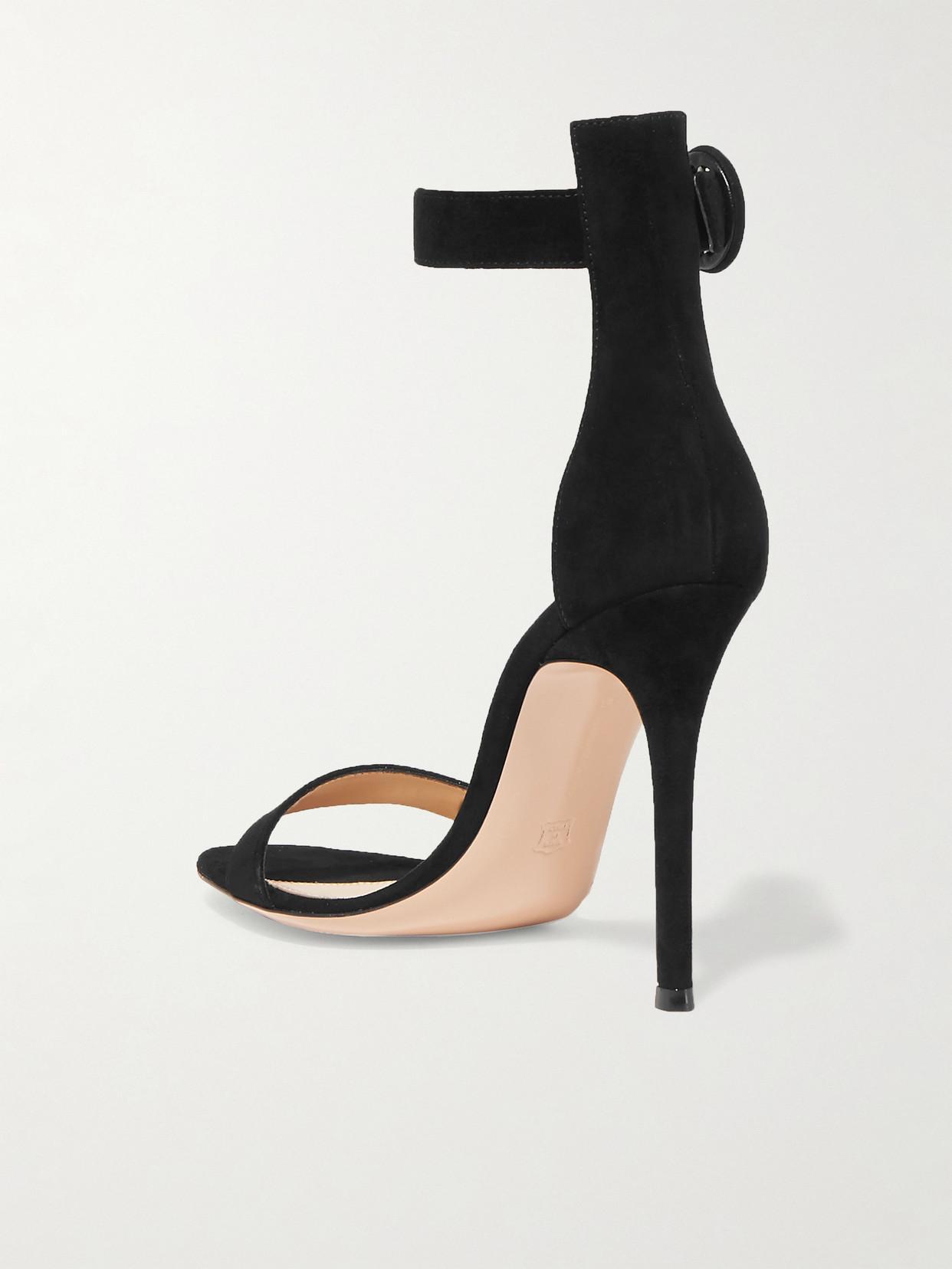 GIANVITO ROSSI Black Portofino 105 Suede Sandals In Nero Product Image