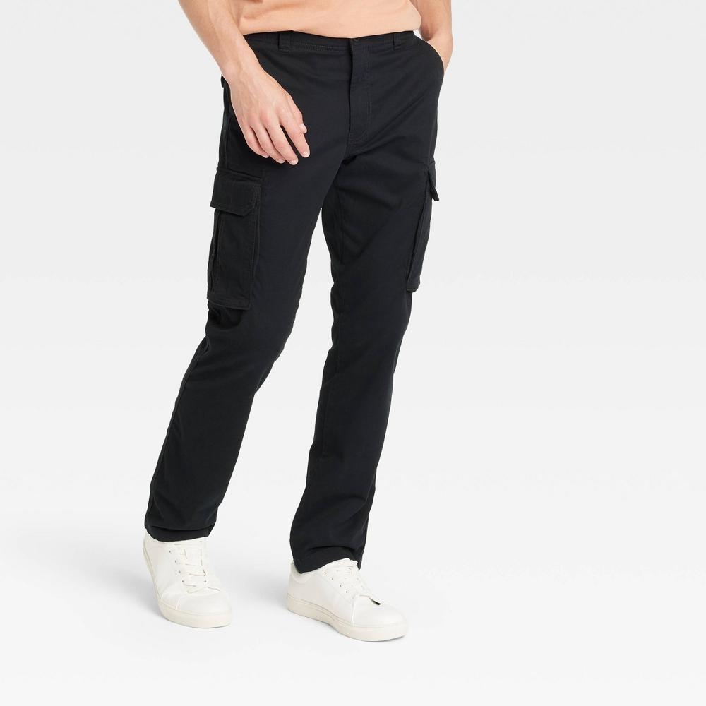 Mens Regular Fit Straight Cargo Pants - Goodfellow & Co Black 40x34 Product Image