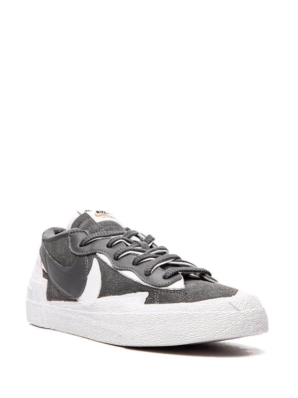 Sacai X Blazer Low Leather And Suede Low-top Trainers In Iron Grey/white-whit Product Image