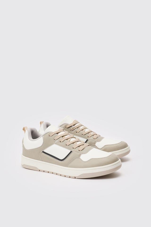 Contrast Chunky Trainer In Stone | boohooMAN USA Product Image