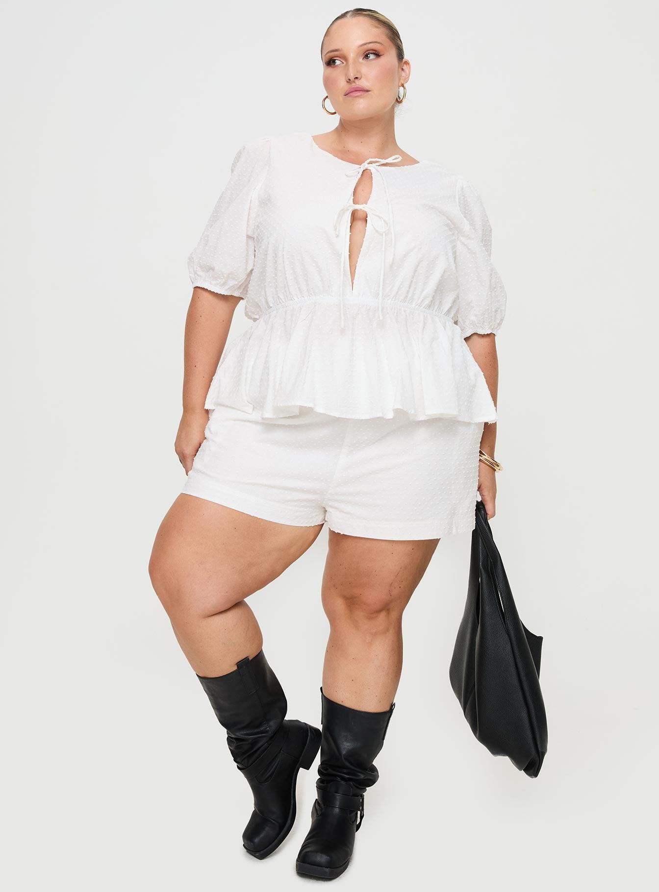 Puff Puff Peplum Top White Curve Product Image