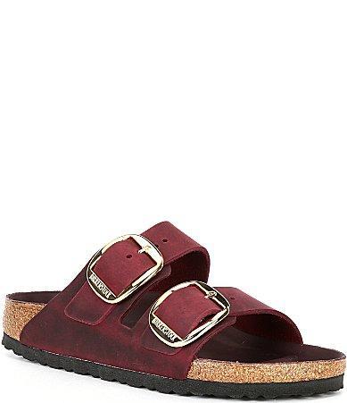 Birkenstock Womens Arizona Oiled Leather Big Buckle Detail Slide Sandals Product Image