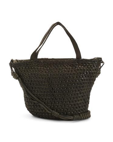 Leather Woven Crossbody Bag for Women Product Image