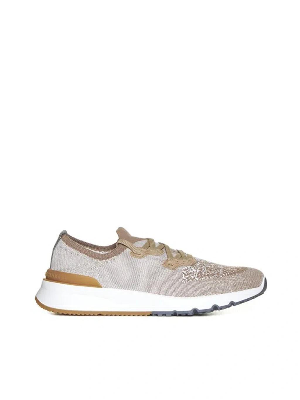 Textile And Rubber Sneakers In Nude & Neutrals Product Image