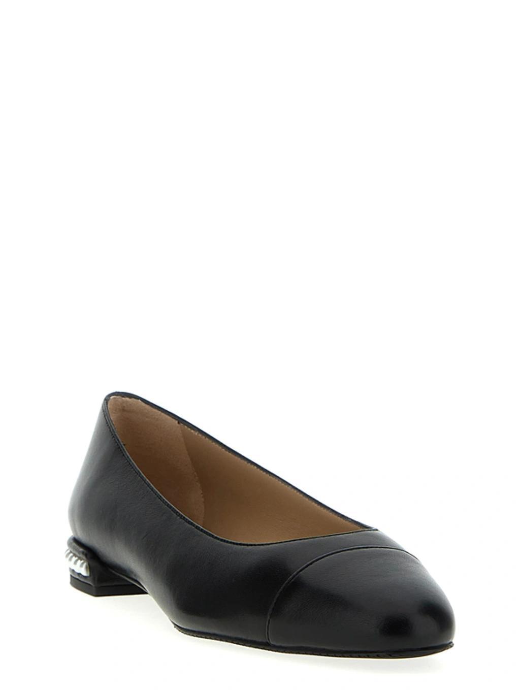 Lambskin Pearly-stud Ballerina Flats In Black Product Image