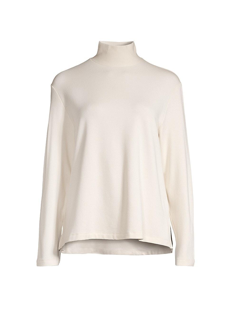 Womens French Terry Mock Turtleneck Blouse Product Image