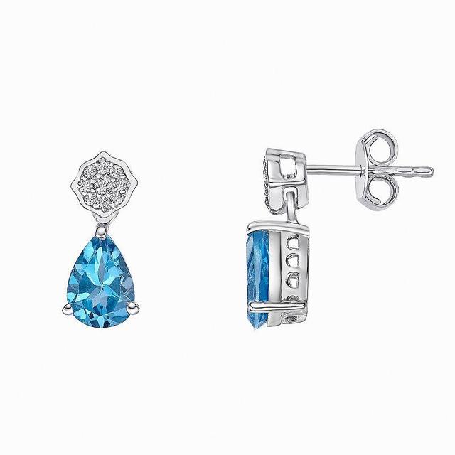 Gemminded Sterling Silver Blue Topaz & White Topaz Earrings, Womens Product Image