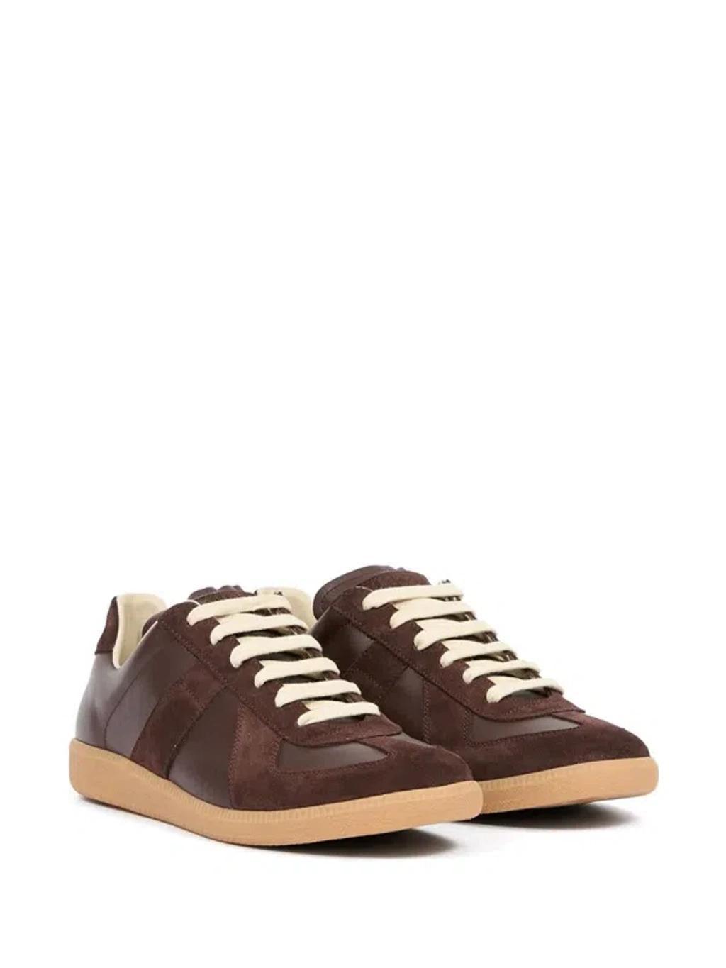 Womens Brown Replica Leather Low-top Trainers In T2264 Brown Product Image