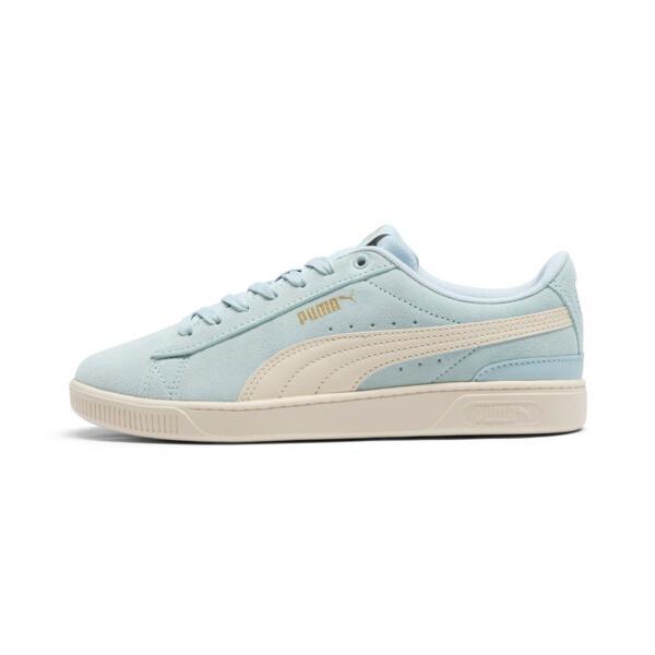 PUMA Vikky v3 Women's Wide Sneakers in Frosted Dew/Alpine Snow/Gold Product Image