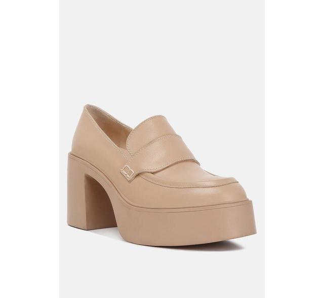 Elspeth Womens Heeled Platform Leather Loafers Product Image