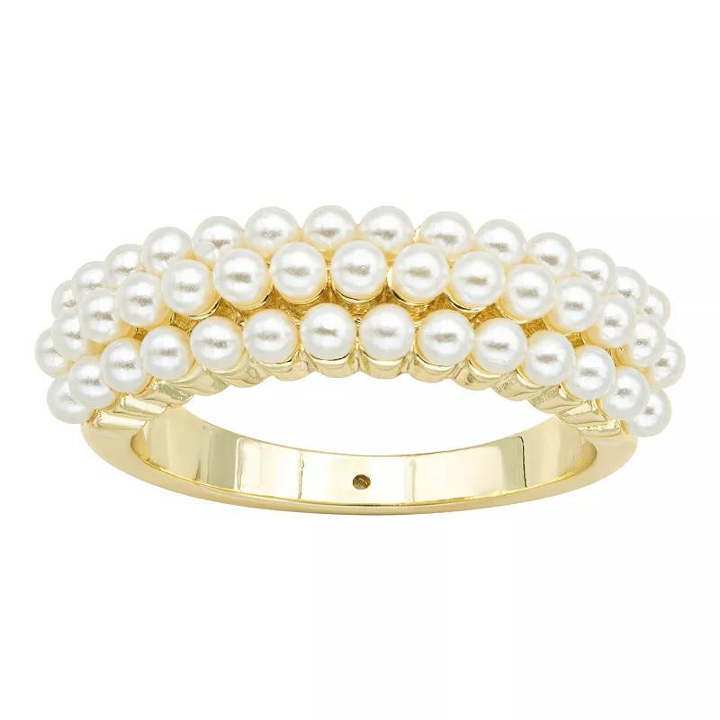 Brilliance Gold Tone Simulated Pearl Ring, Womens White Product Image