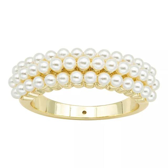 Brilliance Gold Tone Simulated Pearl Ring, Womens White Product Image