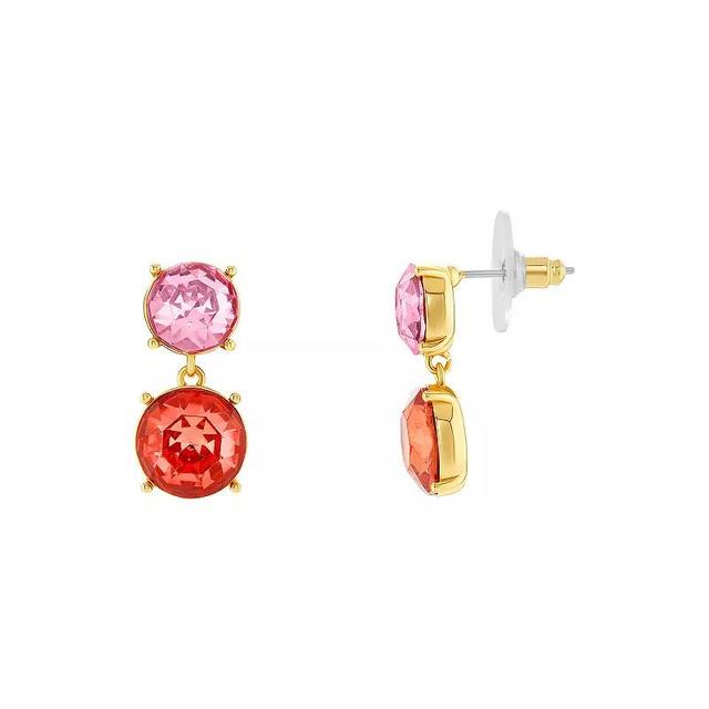 Emberly Gold Tone Colorful Crystal Double Drop Earrings, Womens, Pink Product Image