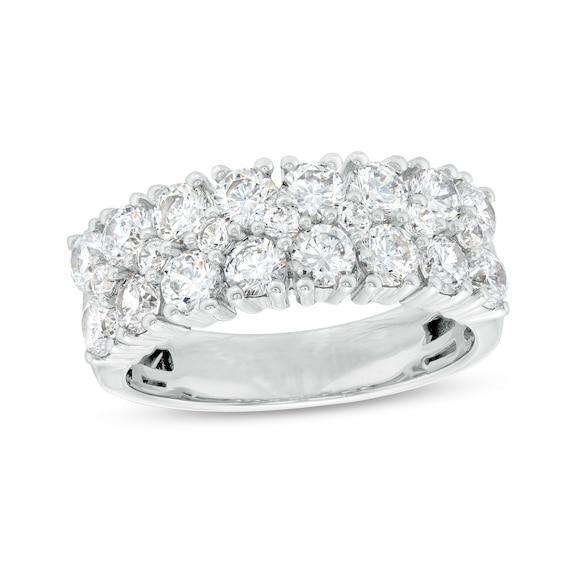 Men's 3 CT. T.w. Diamond Double Row Wedding Band in 10K White Gold Product Image