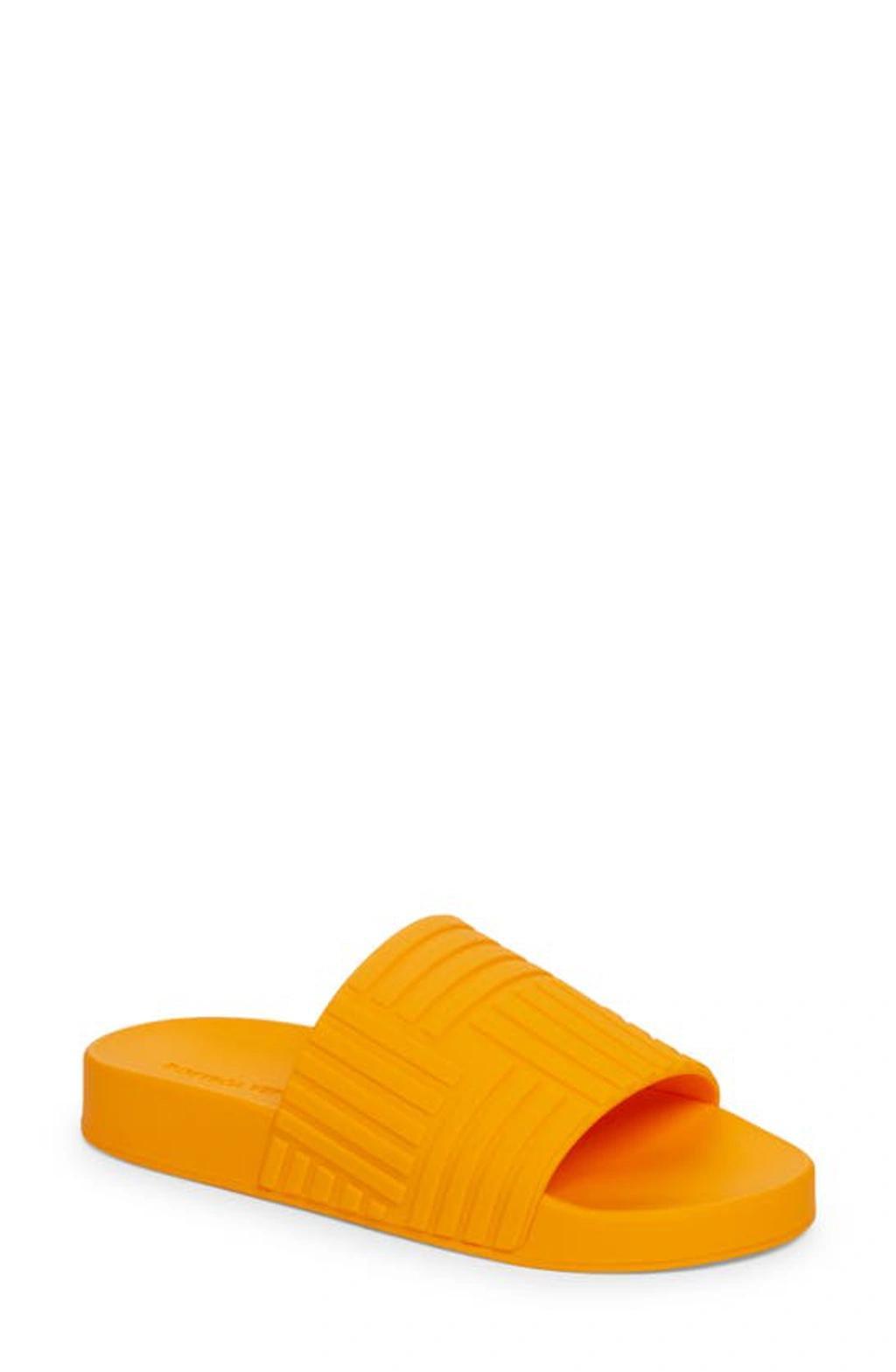 Intrecciato Logo-embossed Slides In Tangerine Product Image