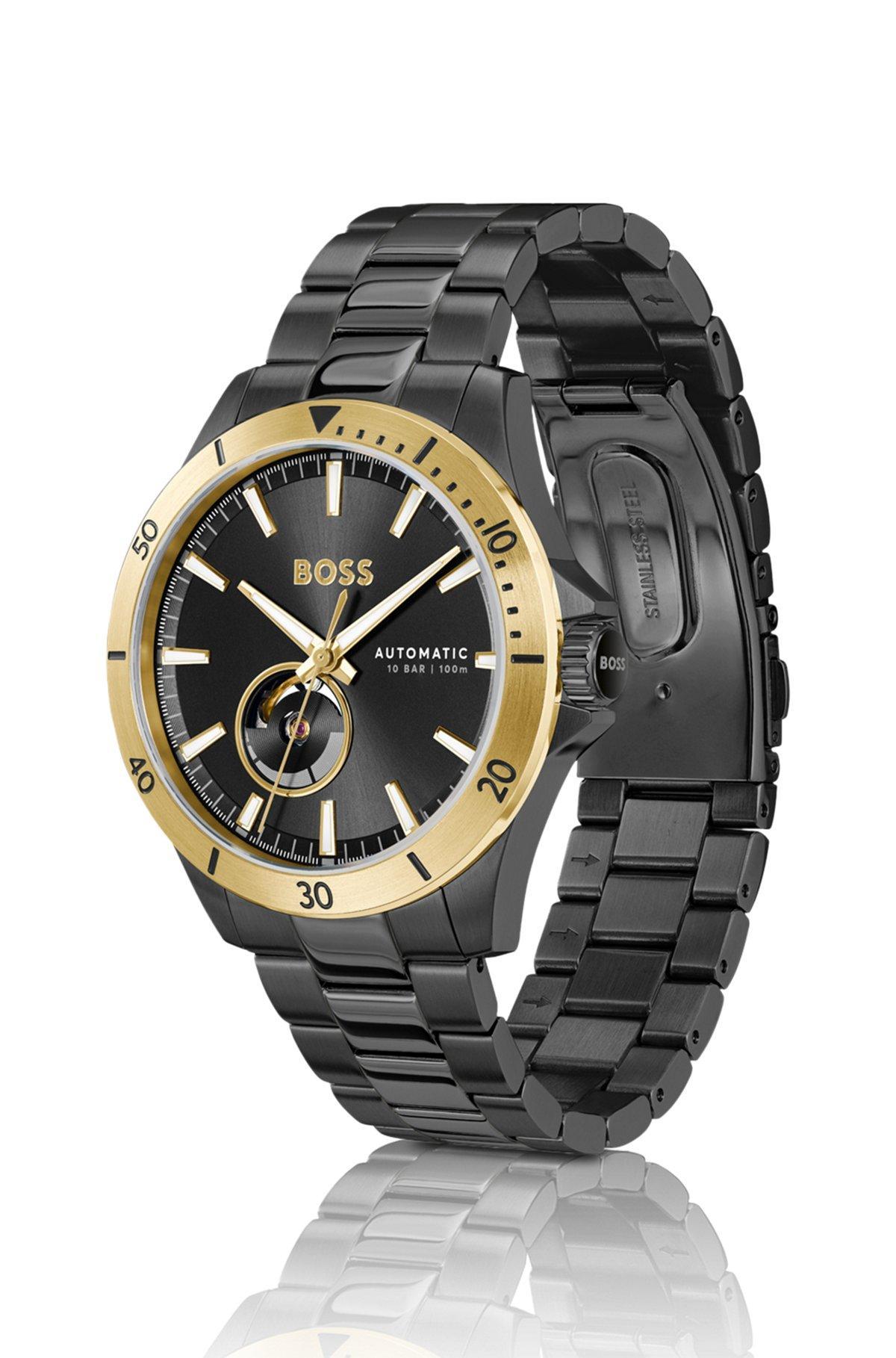 BOSS - Black-plated automatic watch with tonal dial Product Image