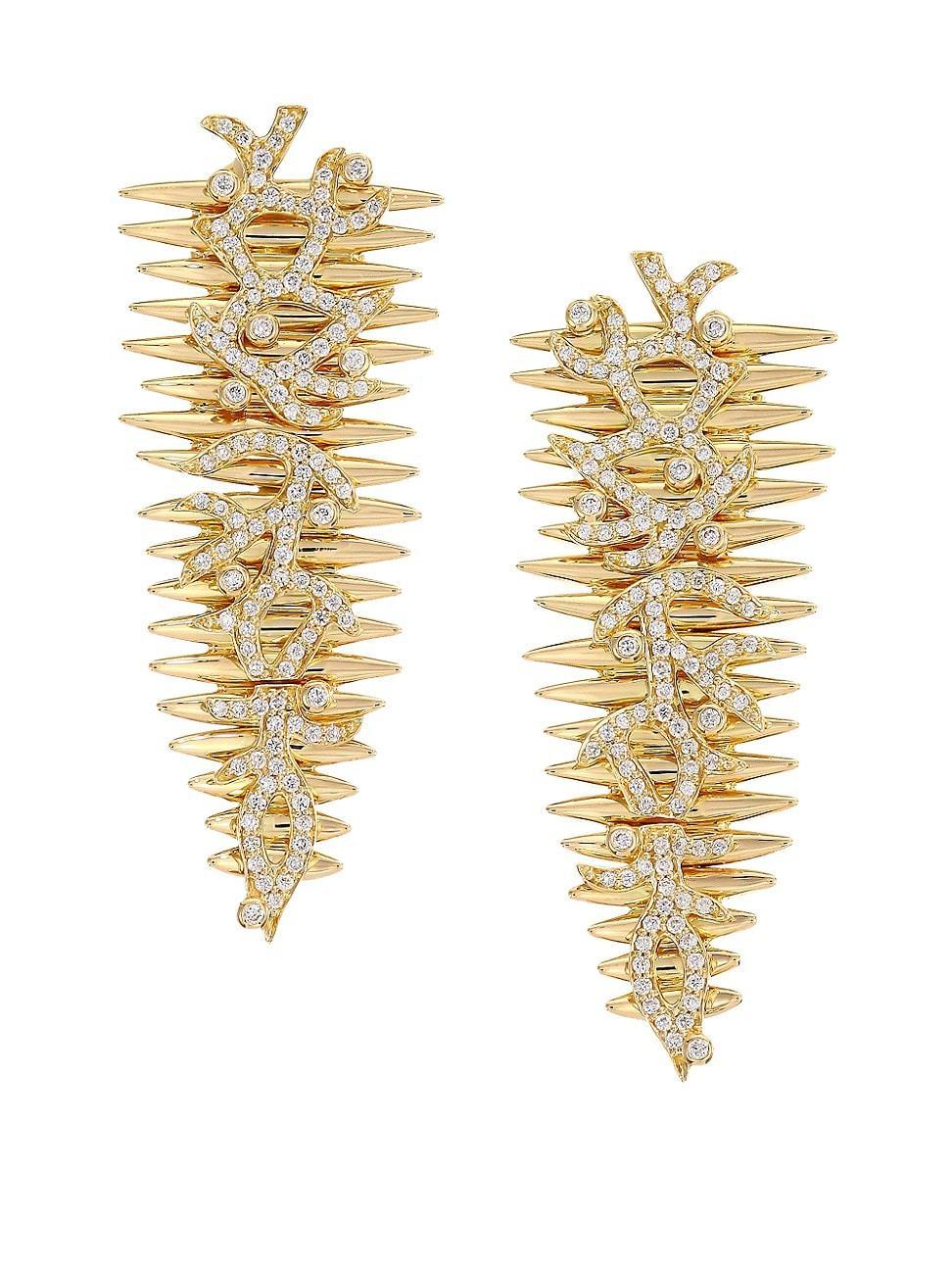 Womens Tribal 18K Yellow Gold & Diamond Drop Earrings Product Image