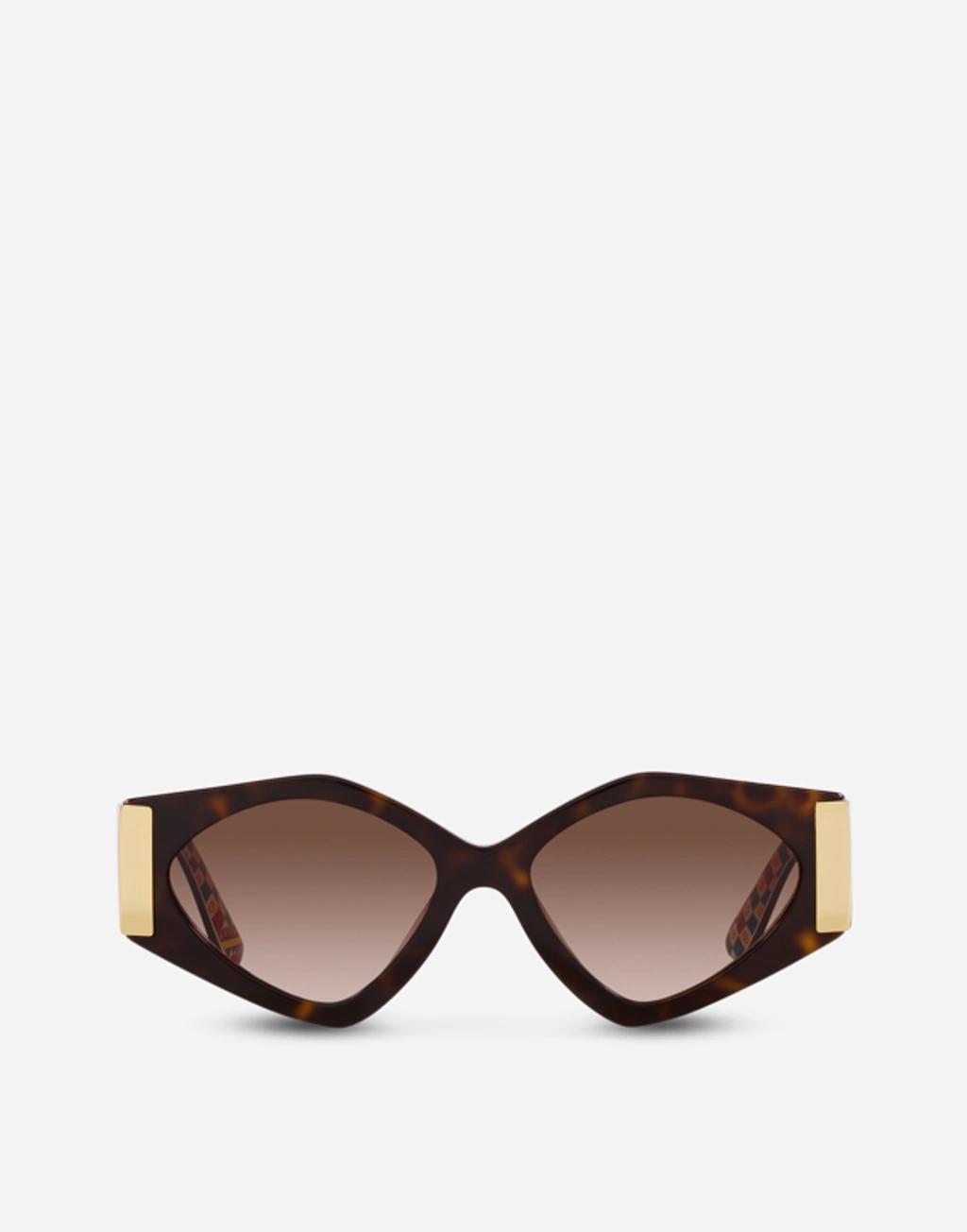 DOLCE & GABBANA Tortoiseshell Round-frame Sunglasses In 321713 Havana On White Barrow Product Image