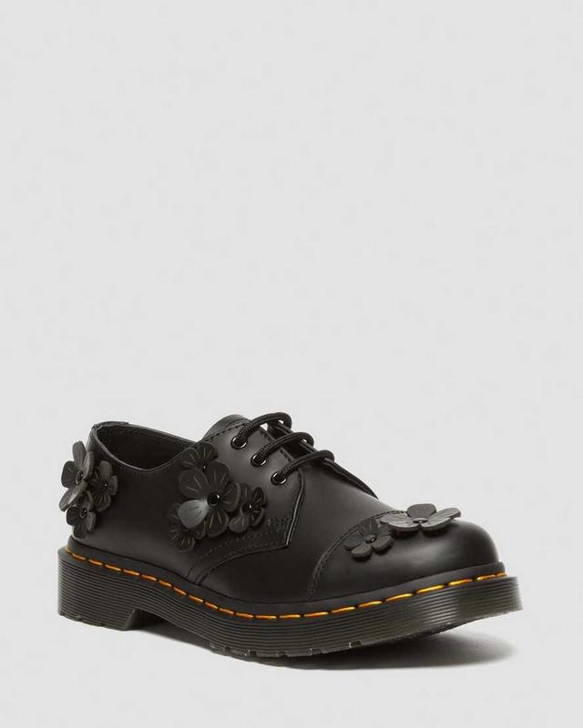 DR MARTENS 1461 Flower Applique Leather Oxford Shoes Product Image