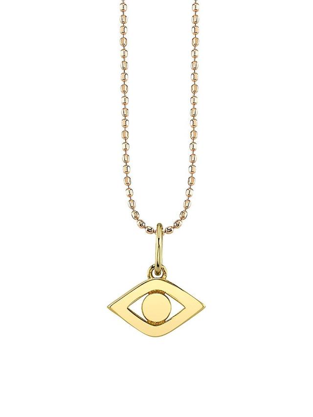 Womens 14K Yellow Gold Medium Evil Eye Pendant Necklace Product Image