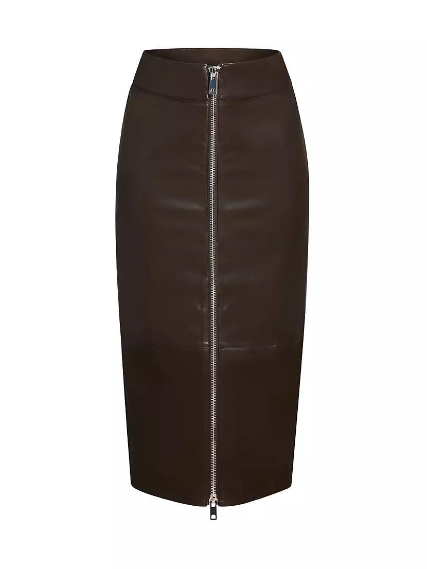 Womens Millicent Leather High Rise Midi Skirt Product Image