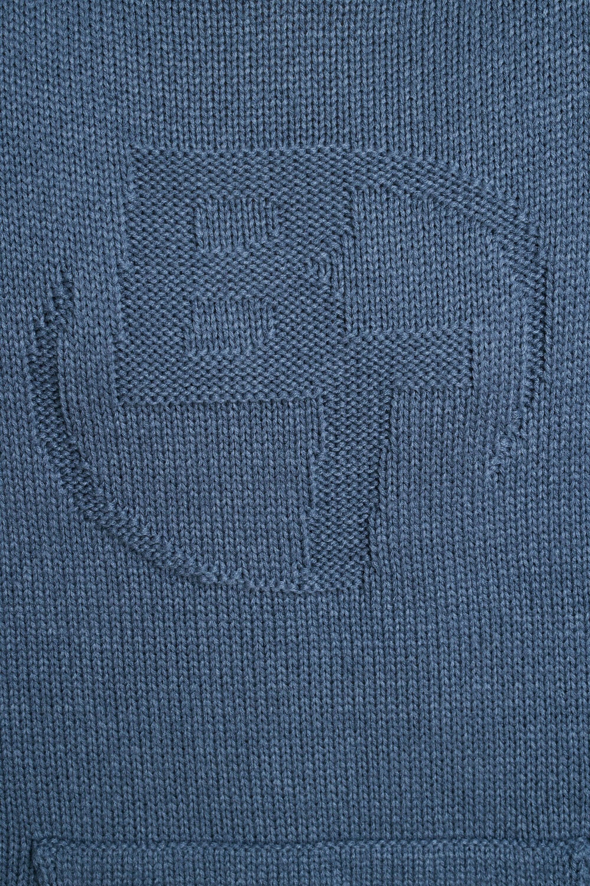 Oversized Chunky Knit Hoodie in Washed Navy Product Image