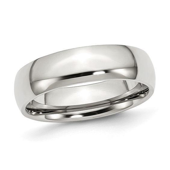 Men's 6.0mm Polished Comfort Fit Wedding Band in Stainless Steel Product Image