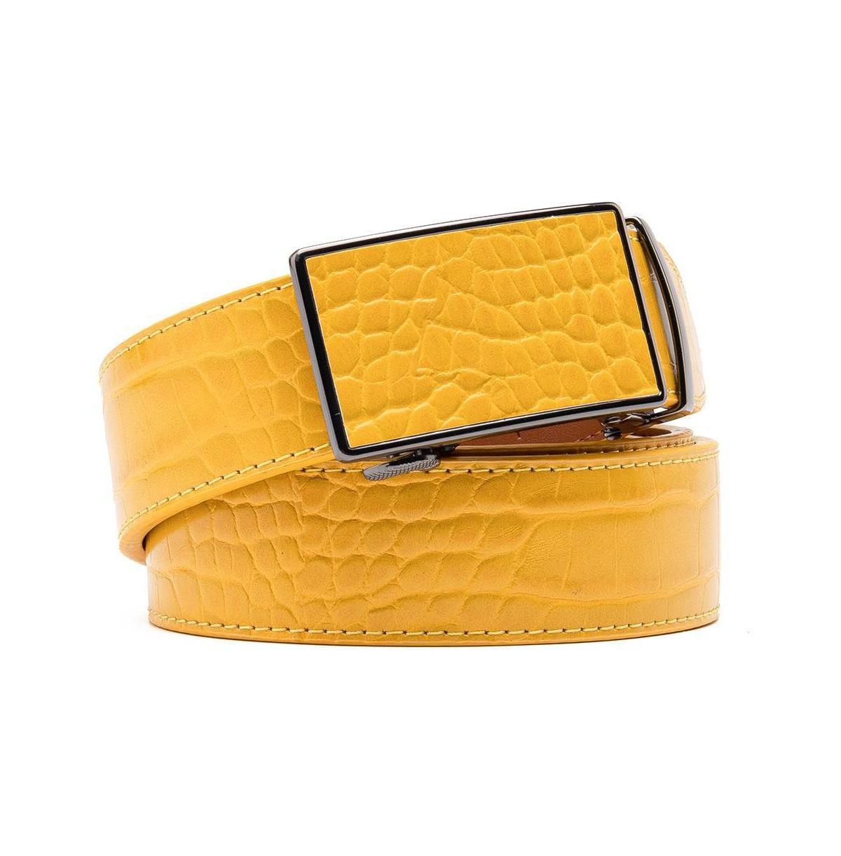 Mens Genuine Leather Crocodile Design Dress Belt with Automatic Buckle Product Image