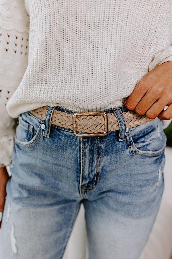 Oh So Chic Faux Leather Belt in Warm Taupe Product Image