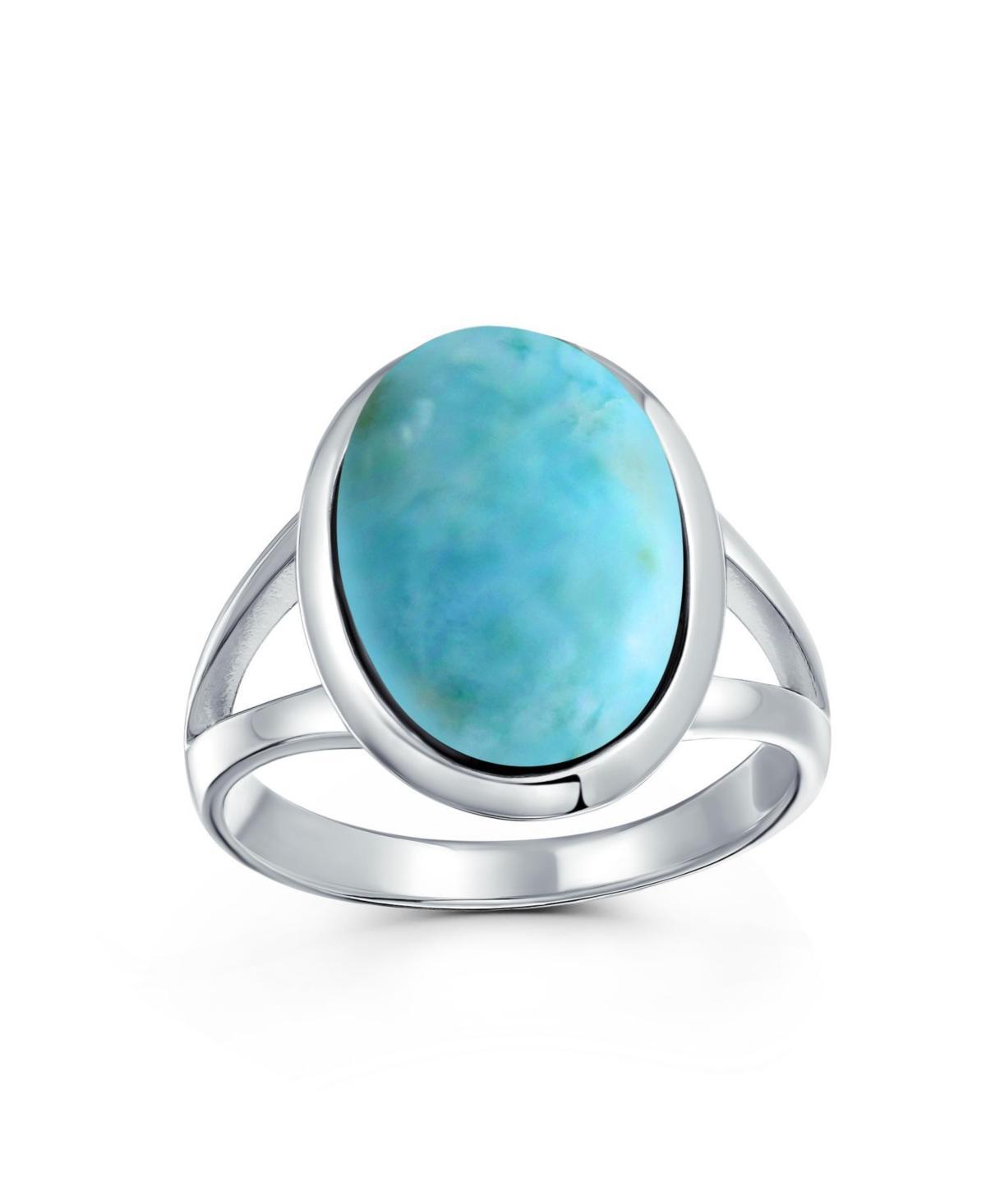 Bling Jewelry Simple Large Oval Cabochon Bezel Split Shank Statement Ring Women Sterling Silver Product Image