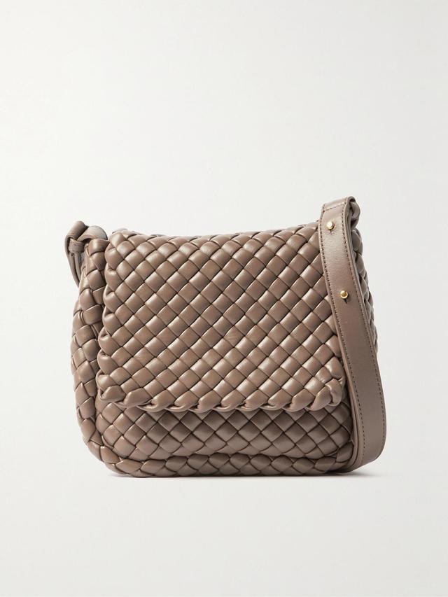 BOTTEGA VENETA Cobble Small Padded Intrecciato Leather Shoulder Bag In Brown Product Image