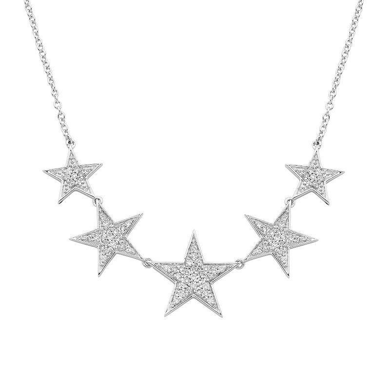 Sterling Silver 1/4 Carat T.W. Diamond Star Necklace, Womens White Product Image