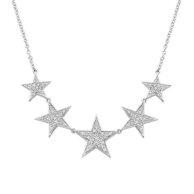 Sterling Silver 1/4 Carat T.W. Diamond Star Necklace, Womens White Product Image