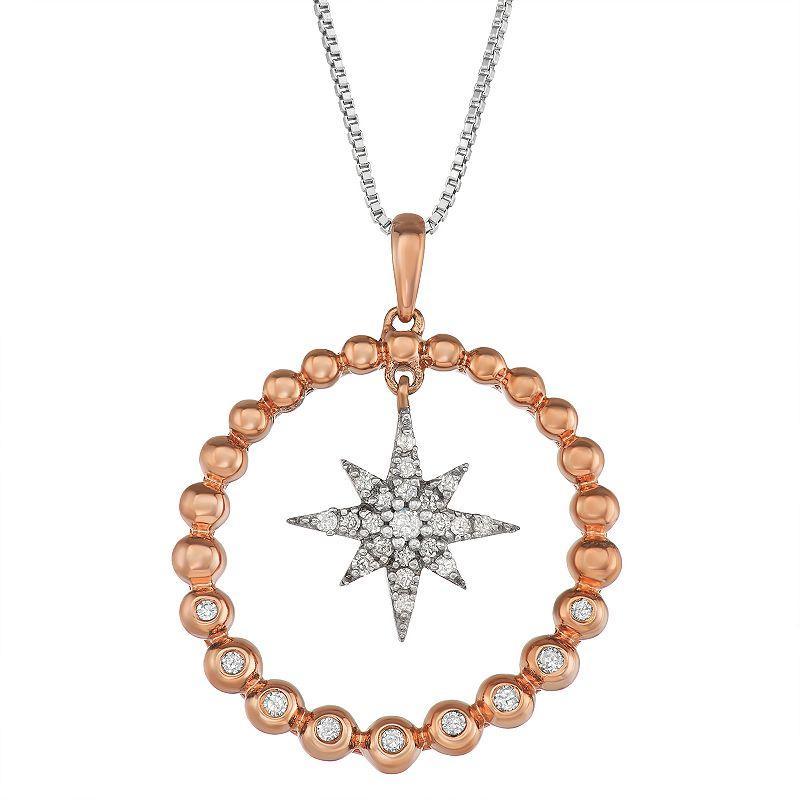 1/5 Carat T.W. Diamond Starburst Circle Necklace, Womens Two Tone Product Image