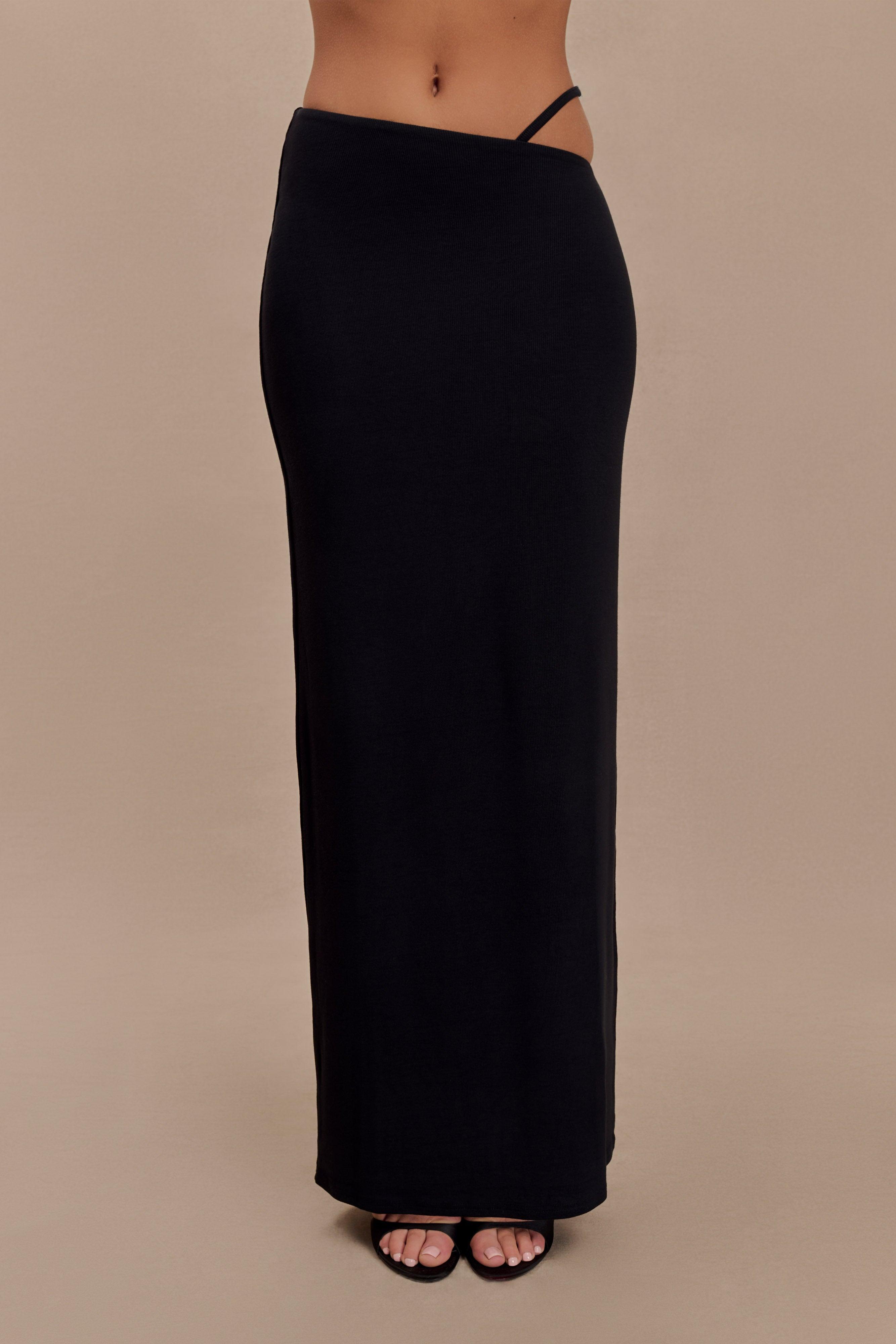 Natalia Modal Buckle Maxi Skirt - Black Product Image