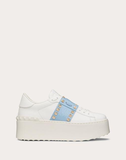 Flatform Rockstud Untitled Trainer In Calfskin With Naplack Band Woman White 40 Product Image