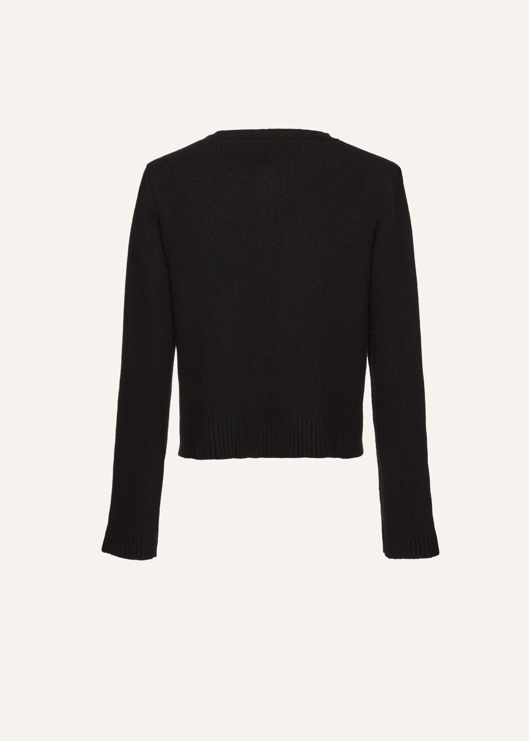 Cashmere round-neck cardigan in black Product Image