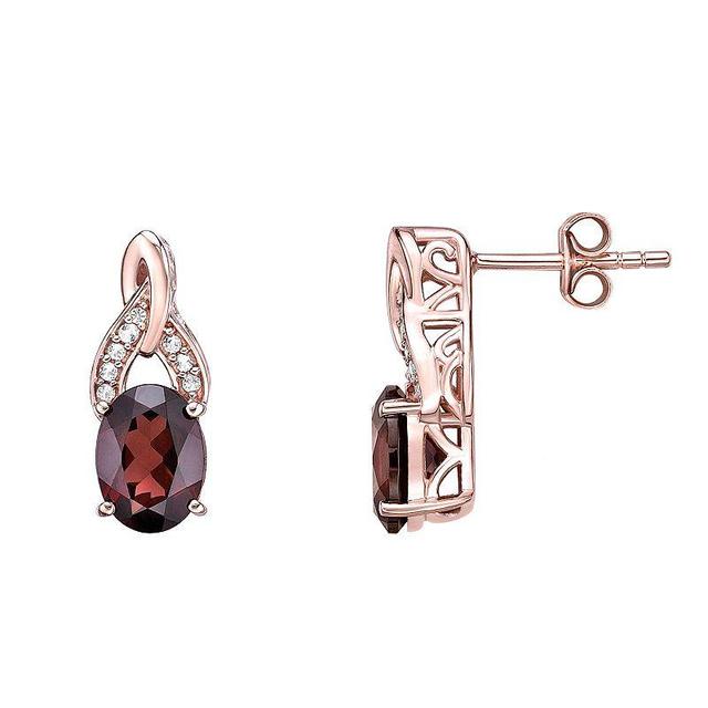 Gemminded 18 Gold Over Silver Garnet & White Topaz Earrings, Womens, Pink Tone Product Image