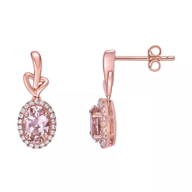 Gemminded 10k Rose Gold Morganite & 1/5 Carat T.W. Diamond Drop Earrings, Womens Product Image