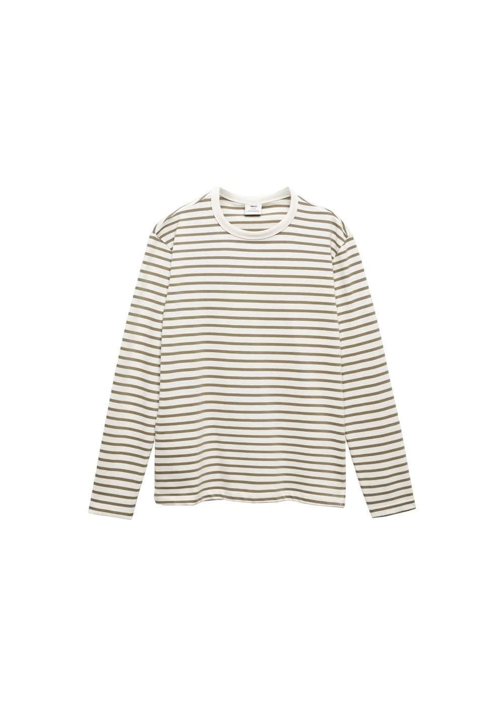 MANGO MAN - Striped long sleeves t-shirt olive greenMen Product Image