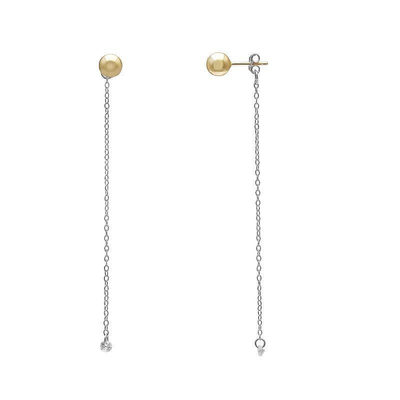 PRIMROSE Polished Ball Stud Floating Cubic Zirconia & Chain Drop Earrings, Womens, Multicolor Product Image