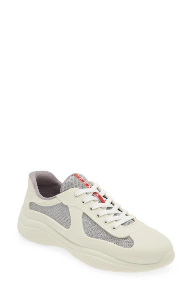 PRADA Men's America's Cup Soft Rubber And Bike Fabric Sneakers In Beige Khaki Product Image