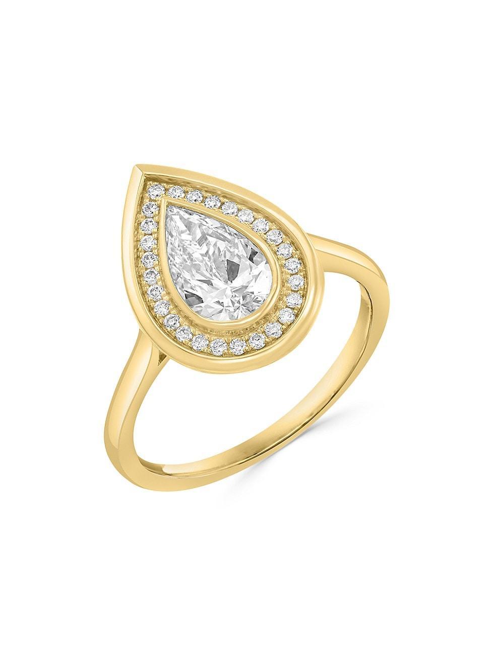 Womens 14K Yellow Gold & 0.74 TCW Pear-Cut Lab-Grown Diamond Ring Product Image