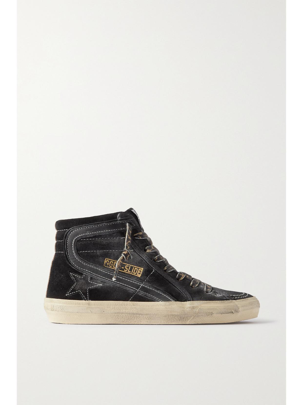 Slide Suede High-top Sneakers In Black Product Image