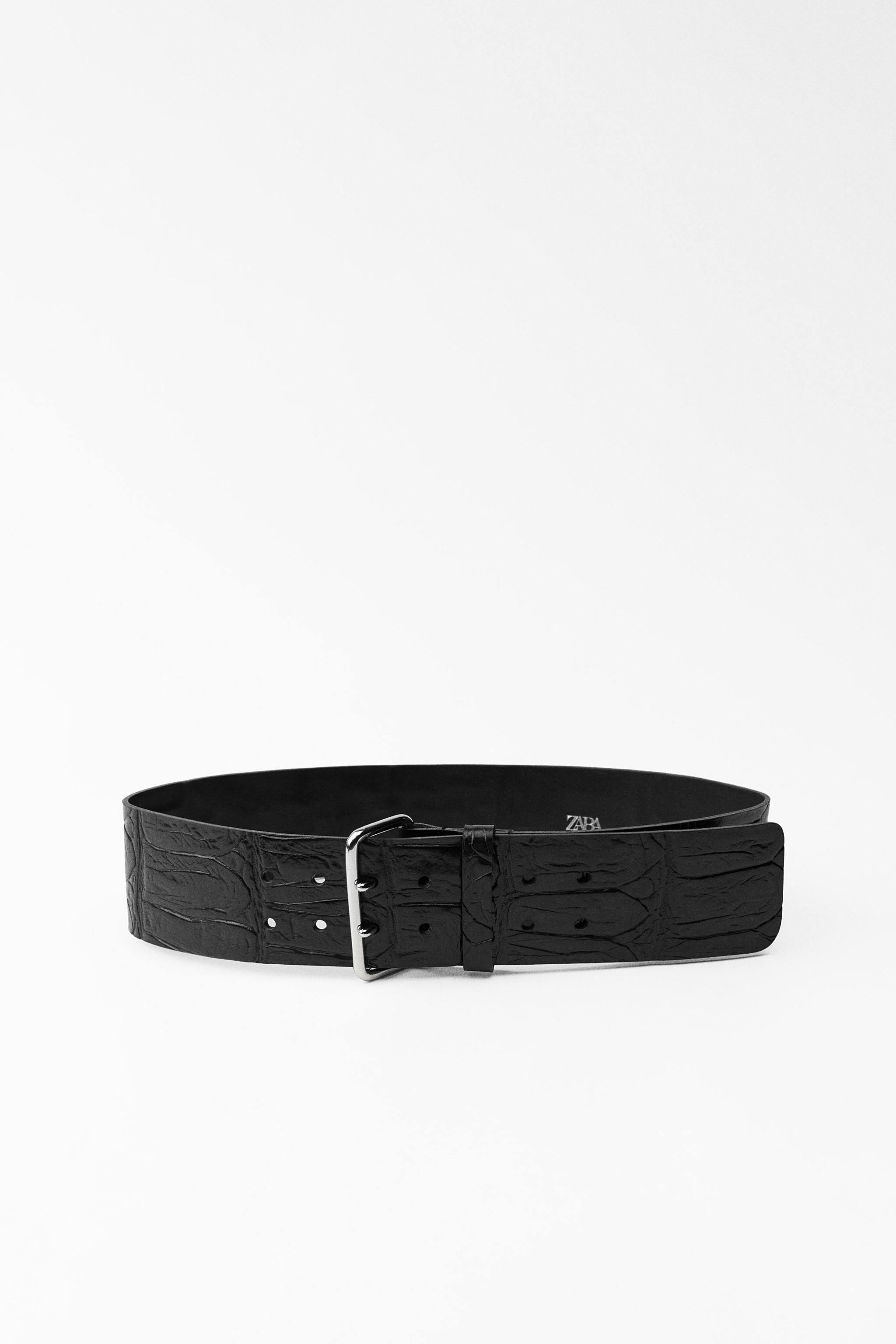 RECTANGULAR BUCKLE LEATHER BELT Product Image