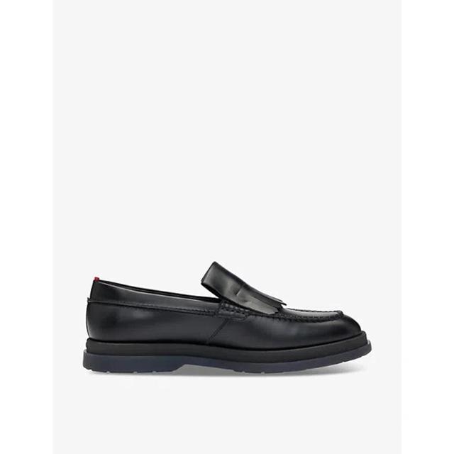 HUGO BOSS Hugo Mens Black Tassel-embellished Flat Leather Moccasins Product Image