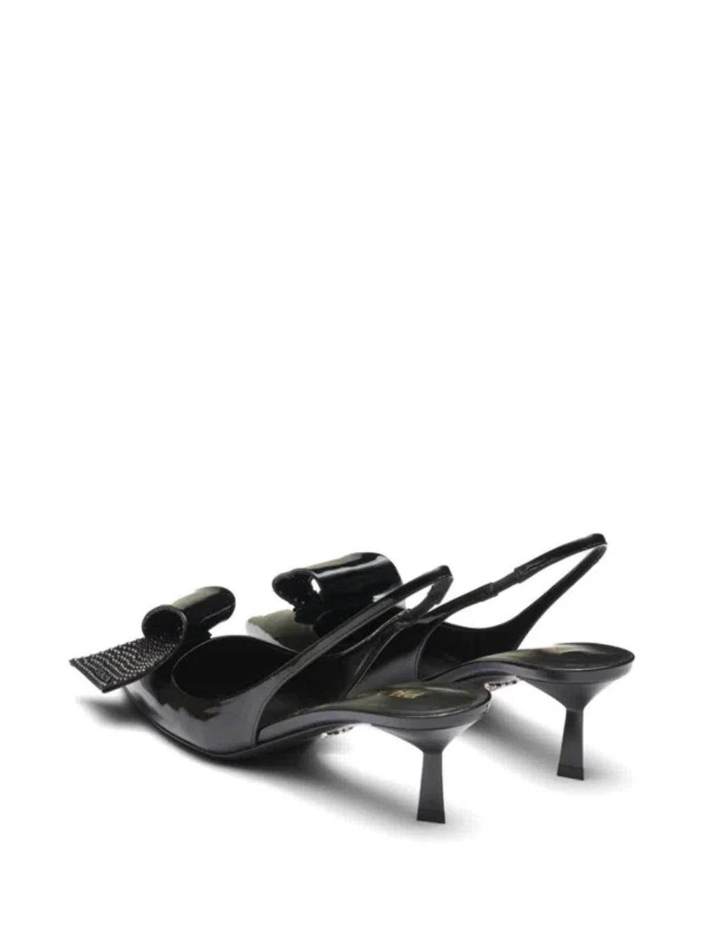 PRADA Embellished Slingback Pumps In Black Product Image